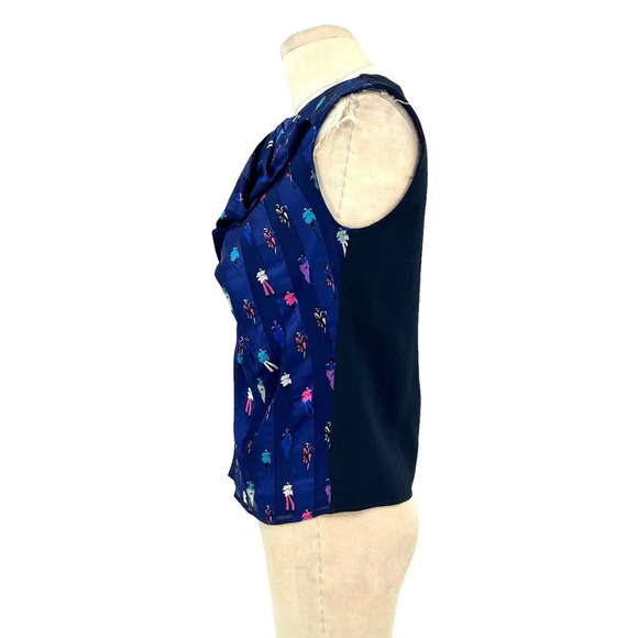 Emporio‎ Armani Blue Runway Model Printed Sleeveless Blouse Size 38 / US 2 - Picture 4 of 10